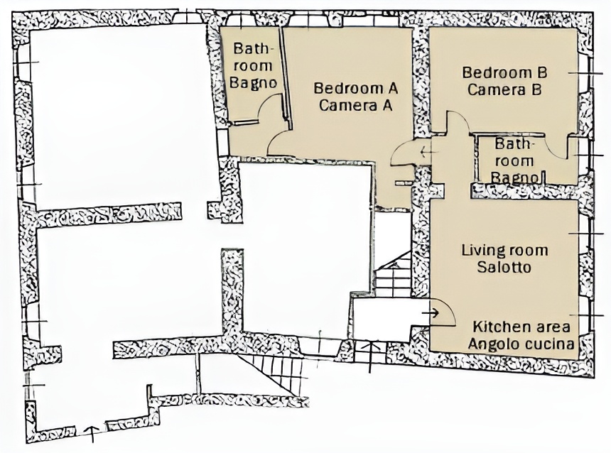 plan of San Giovanni East villa: space and comfort in Tuscany